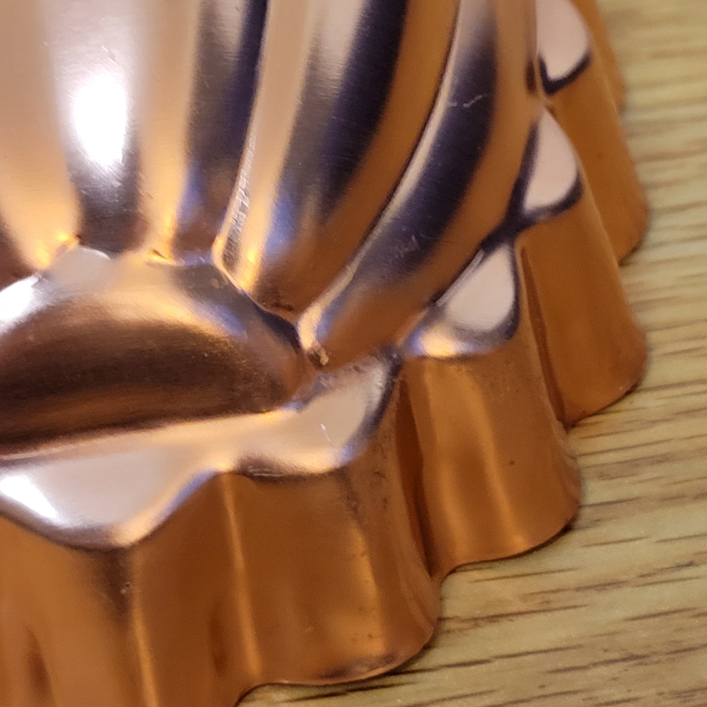 Vintage Copper Fluted Half Melon Jello Mold scalloped wall decor kitchen hanging - Picture 3 of 5